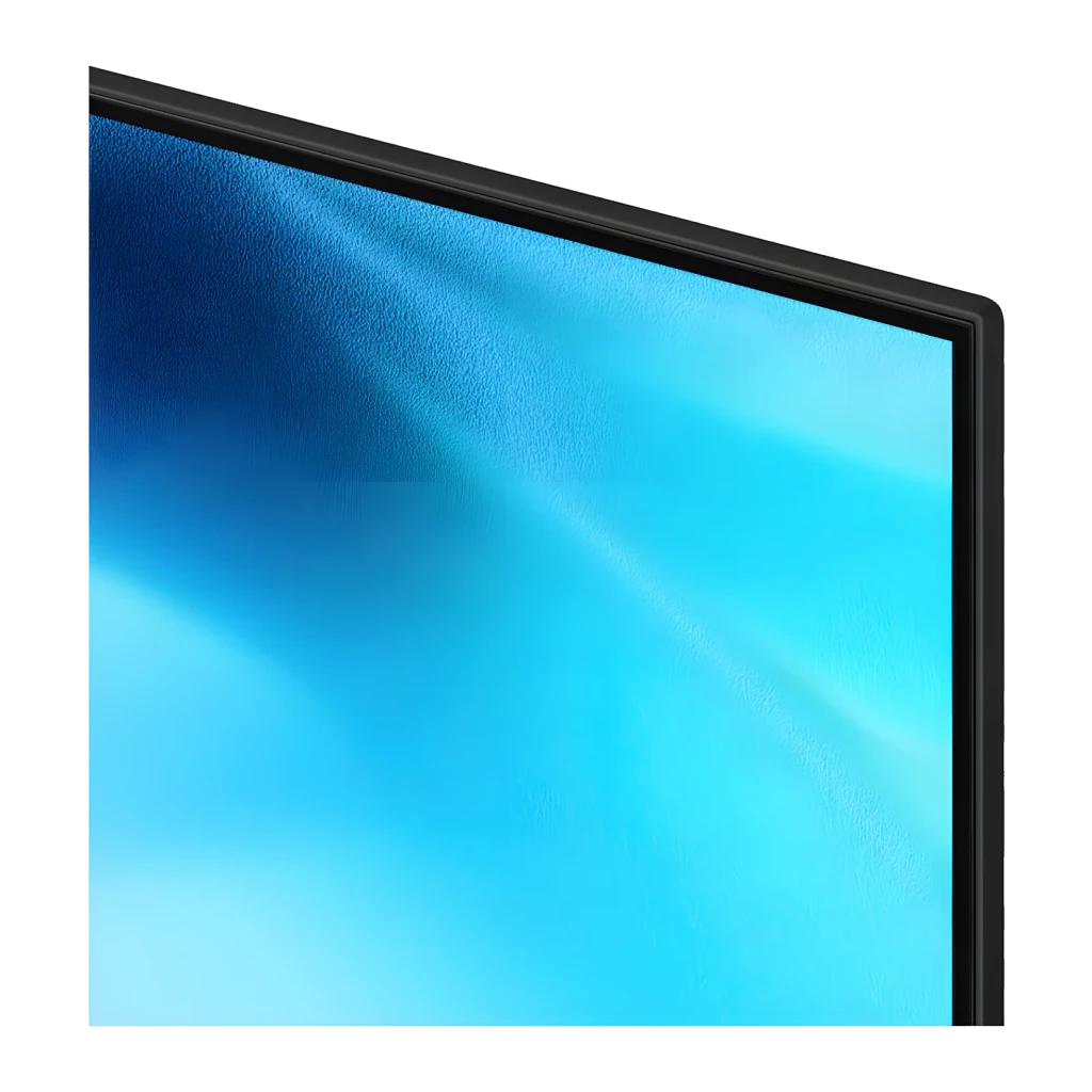 TV Samsung 50 polegadas LED 4K Tizen Preto UE50U8072HU, detalhe canto: moldura preta fina e ecrã com gradiente azul