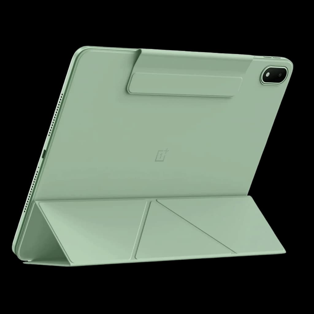 Capa Oneplus Pad 4 Folio Case com Suporte Preto em verde fosco, dobra triangular para suporte, recorte preciso da câmera e proteção traseira elegante