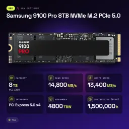 SSD Samsung 9100 Pro 8TB M.2 2280 PCIe 5.0 NVMe 2.0 - características