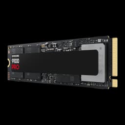 Samsung SSD 9100 Pro NVMe M.2 8TB preto, perspectiva inferior: PCB preto com componentes e conector dourado visível