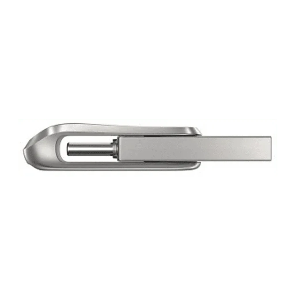 SanDisk Ultra Dual Drive Luxe 256GB plata, vista frontal: conector USB-C desplegado y cuerpo metálico con logo SanDisk - Ítem2