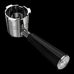 Ninja Luxe Cafe Essential ES501EU Cafeteira espresso castanho, detalhe: portafiltro metálico cromado com cabo preto e logo