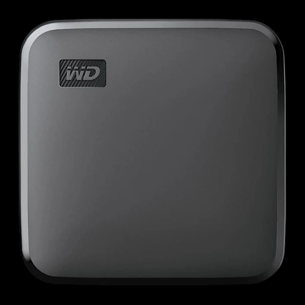 WD Elements SE WDBAYN0010BBK 1TB noir, vue de face: surface mate avec logo WD en relief et coins arrondis