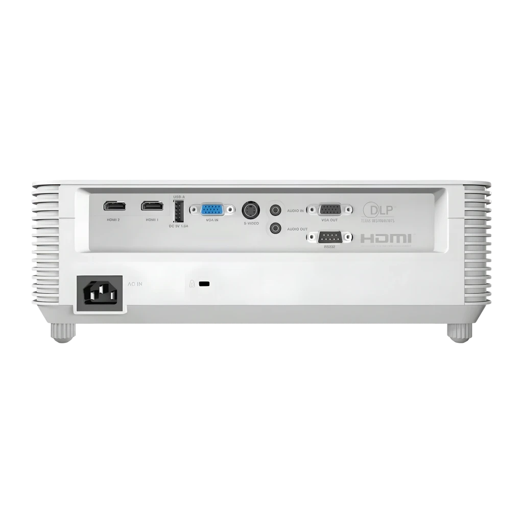 InFocus IN114 Projecteur DLP XGA 2700 Lumens blanc, vue avant: objectif central, grilles latérales et logo LightPro - Ítem2