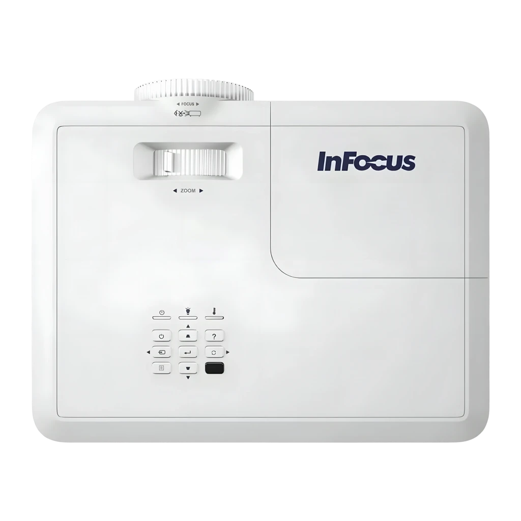 InFocus IN114 Projecteur DLP XGA 2700 Lumens blanc, vue avant: objectif central, grilles latérales et logo LightPro - Ítem4