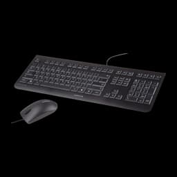 CHERRY DC 2000 USB Español Negro, kit en perspectiva: teclado en ángulo con ratón con cable delante a la izquierda