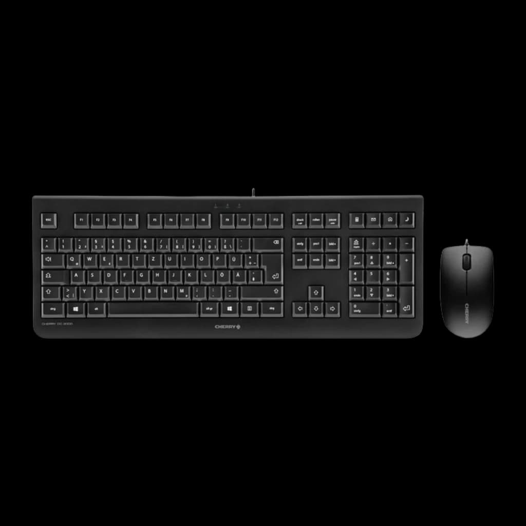 CHERRY DC 2000 USB Español Negro, kit vista superior: teclado y ratón con cable colocados en paralelo lado a lado
