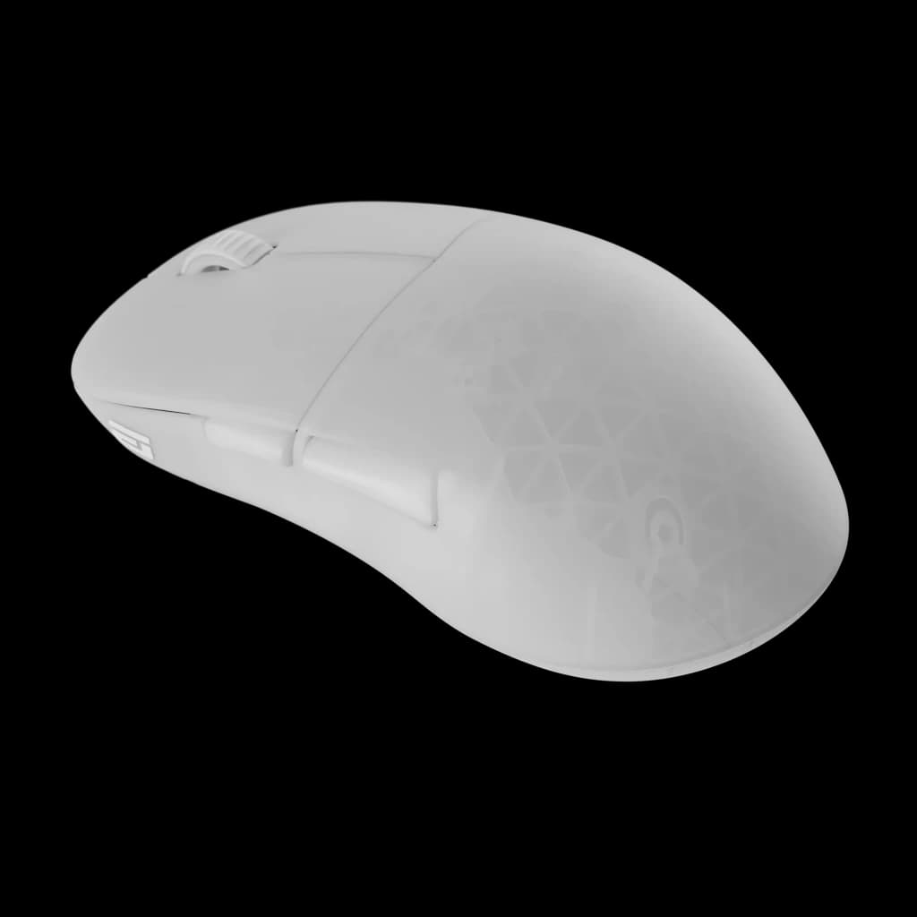 Endgame Gear XM2w 4K Wireless blanco, vista lateral izquierda: perfil del ratón con botones laterales y rueda visibles