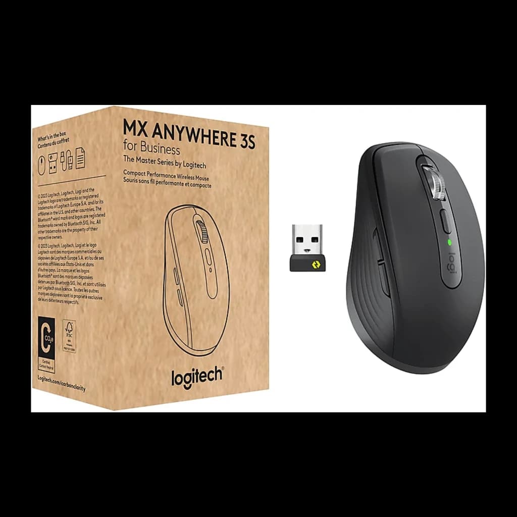 Logitech Ratón MX Anywhere 3S for Business Grafito, contenido caja: ratón gris, receptor USB Logi Bolt y caja de cartón