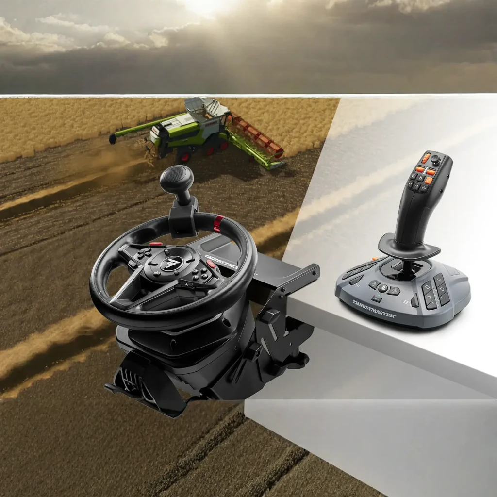 Thrustmaster T128 SimTask Farming Pack negro, vista conjunto: volante, pedales y palanca de cambios agrícola con botones - Ítem7