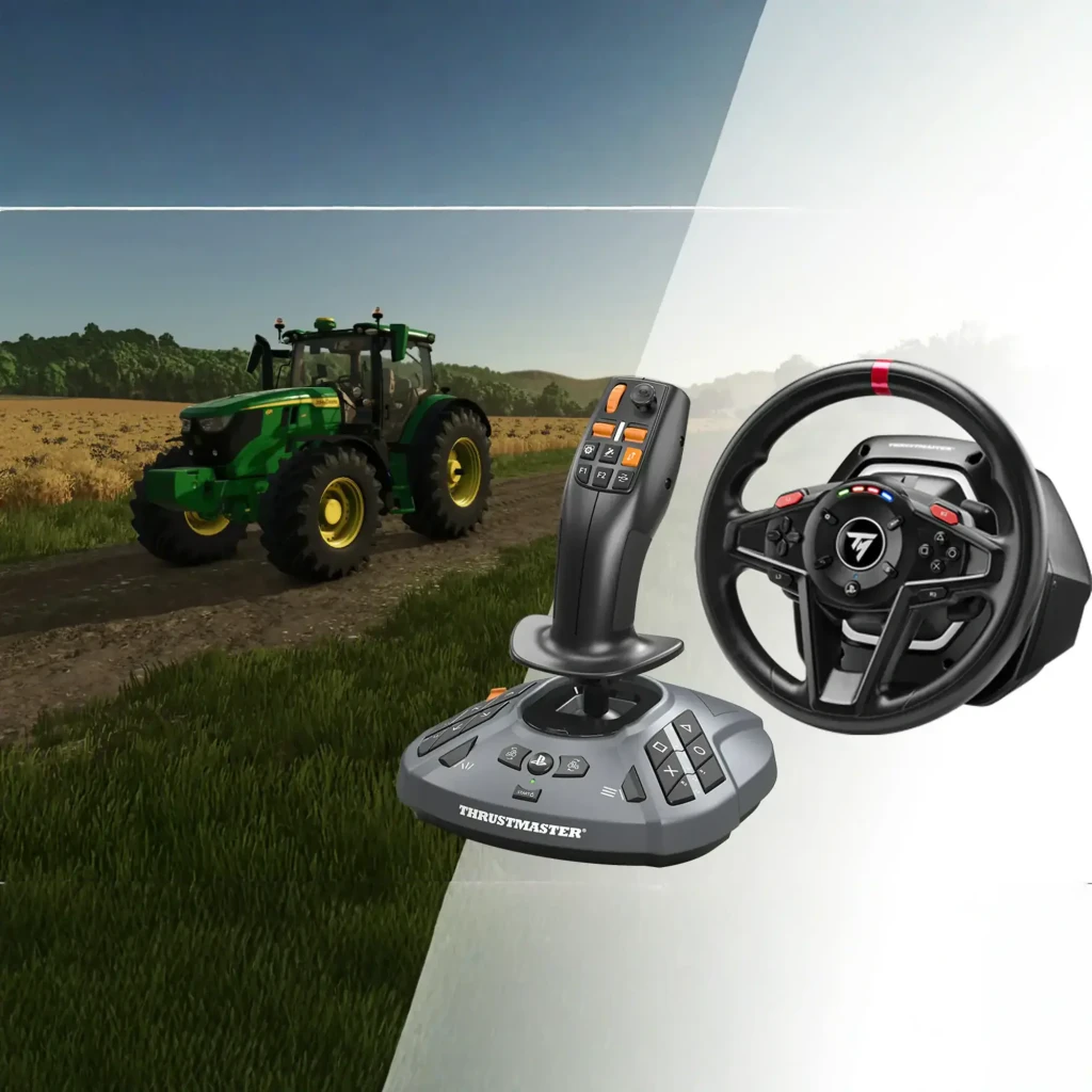 Thrustmaster T128 SimTask Farming Pack negro, vista conjunto: volante, pedales y palanca de cambios agrícola con botones - Ítem2