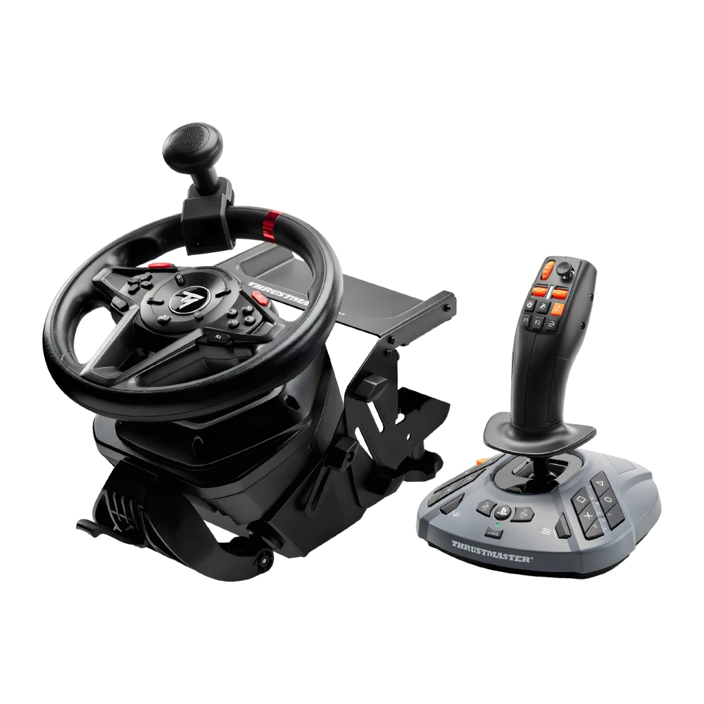 Thrustmaster T128 SimTask Farming Pack negro, vista conjunto: volante, pedales y palanca de cambios agrícola con botones - Ítem5