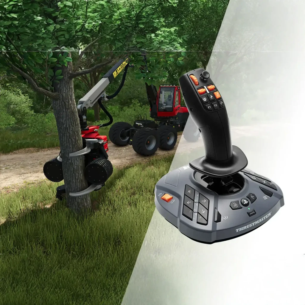 Thrustmaster T128 SimTask Farming Pack negro, vista conjunto: volante, pedales y palanca de cambios agrícola con botones - Ítem4