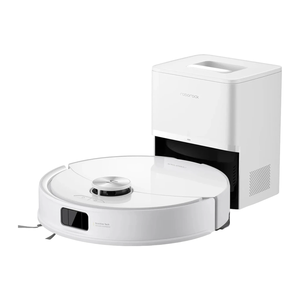 Roborock Q10 VF+ Blanco, vista principal: robot aspirador con base de vaciado automático en ángulo de tres cuartos - Ítem4