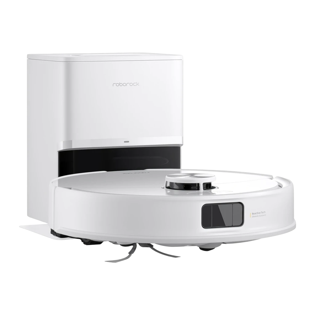 Roborock Q10 VF+ Blanco, vista principal: robot aspirador con base de vaciado automático en ángulo de tres cuartos - Ítem6