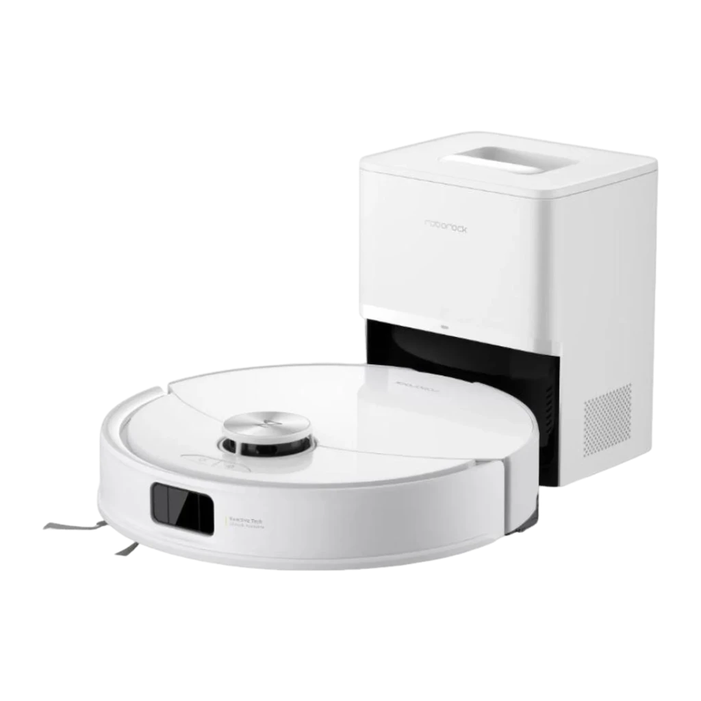 Roborock Q10 VF+ Blanco, vista principal: robot aspirador con base de vaciado automático en ángulo de tres cuartos - Ítem7