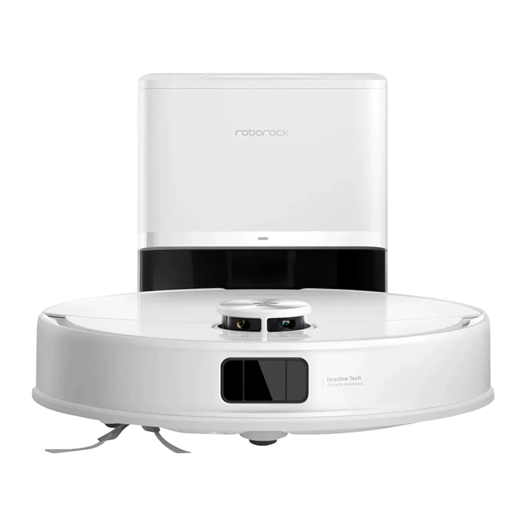 Roborock Q10 VF+ Blanco, vista principal: robot aspirador con base de vaciado automático en ángulo de tres cuartos - Ítem8