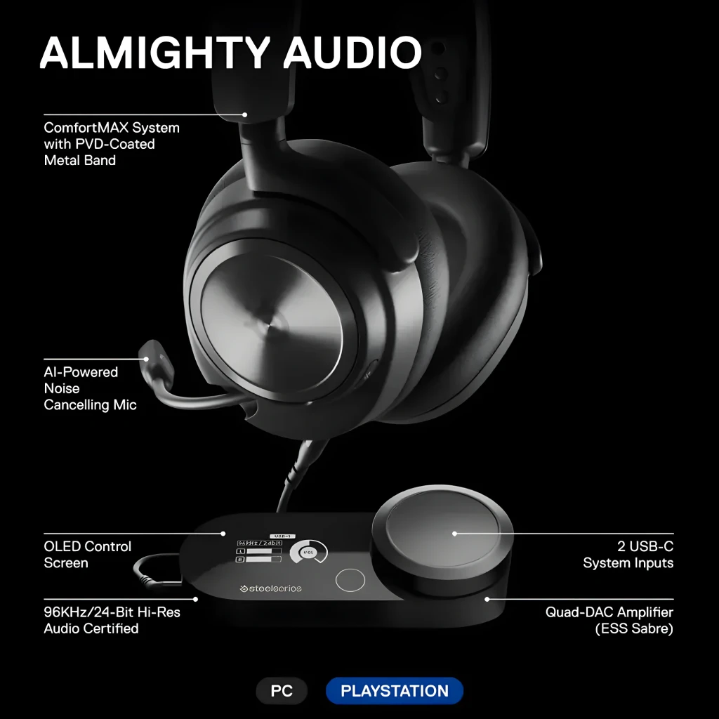 SteelSeries Arctis Nova Pro X preto, kit completo: auscultadores sobre DAC com ecrã OLED e controlador de volume - Item5