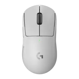 Logitech Rato G PRO X Superlight 2 Branco, vista superior: corpo branco, roda preta e LED verde central