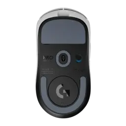 Logitech Rato G PRO X Superlight 2 Branco, vista inferior: sensor óptico, logo G e receptor USB integrado