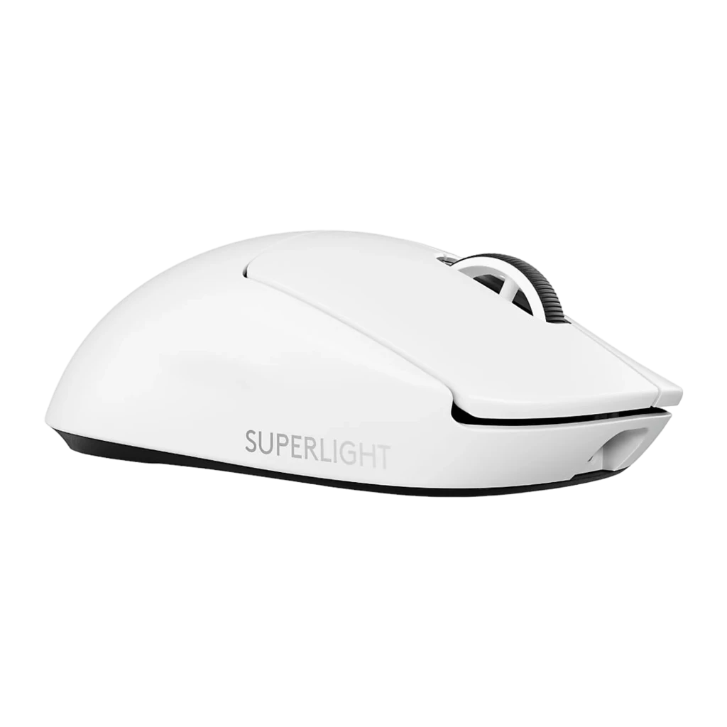 Logitech Ratón G PRO X Superlight 2 Blanco, vista superior: cuerpo blanco, rueda negra y LED verde central - Ítem2