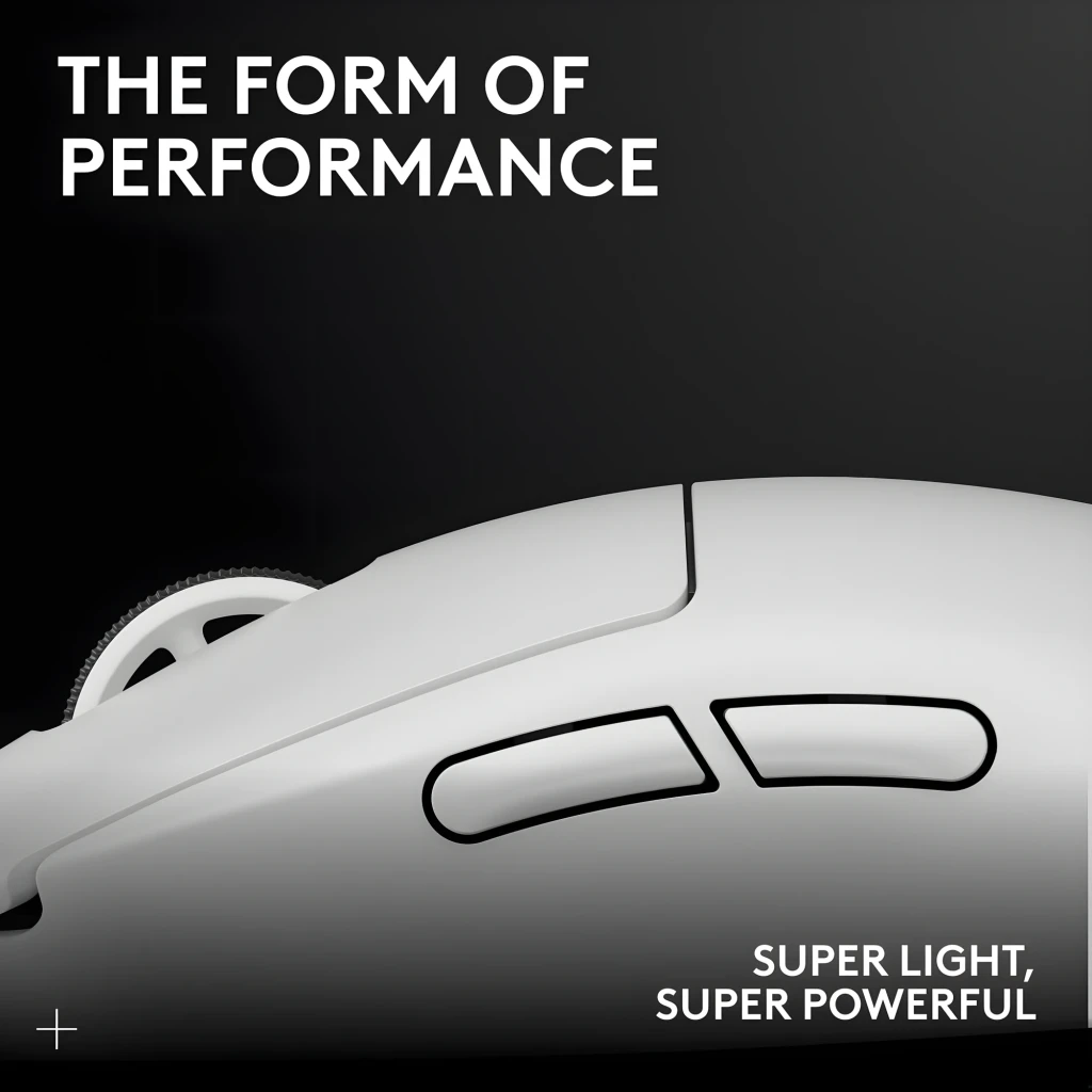 Logitech Ratón G PRO X Superlight 2 Blanco, vista superior: cuerpo blanco, rueda negra y LED verde central - Ítem5