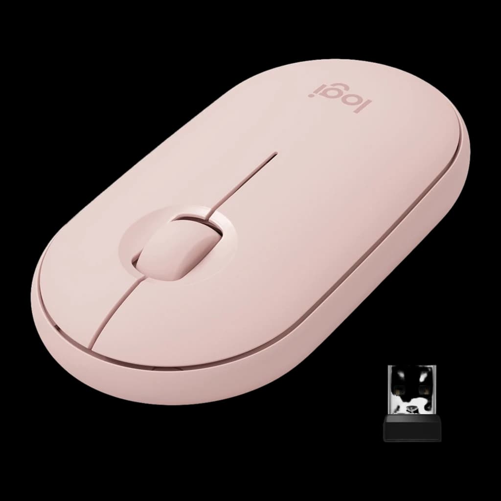 Logitech Pebble Mouse 2 M350s Rosa, kit: ratón en perspectiva con receptor USB nano iluminado en blanco