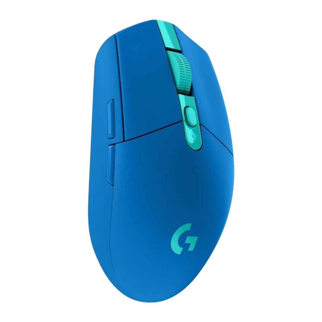 Logitech Ratón G305 Lightspeed Wireless Azul, vista superior: logo G iluminado en turquesa y rueda de desplazamiento - Ítem3