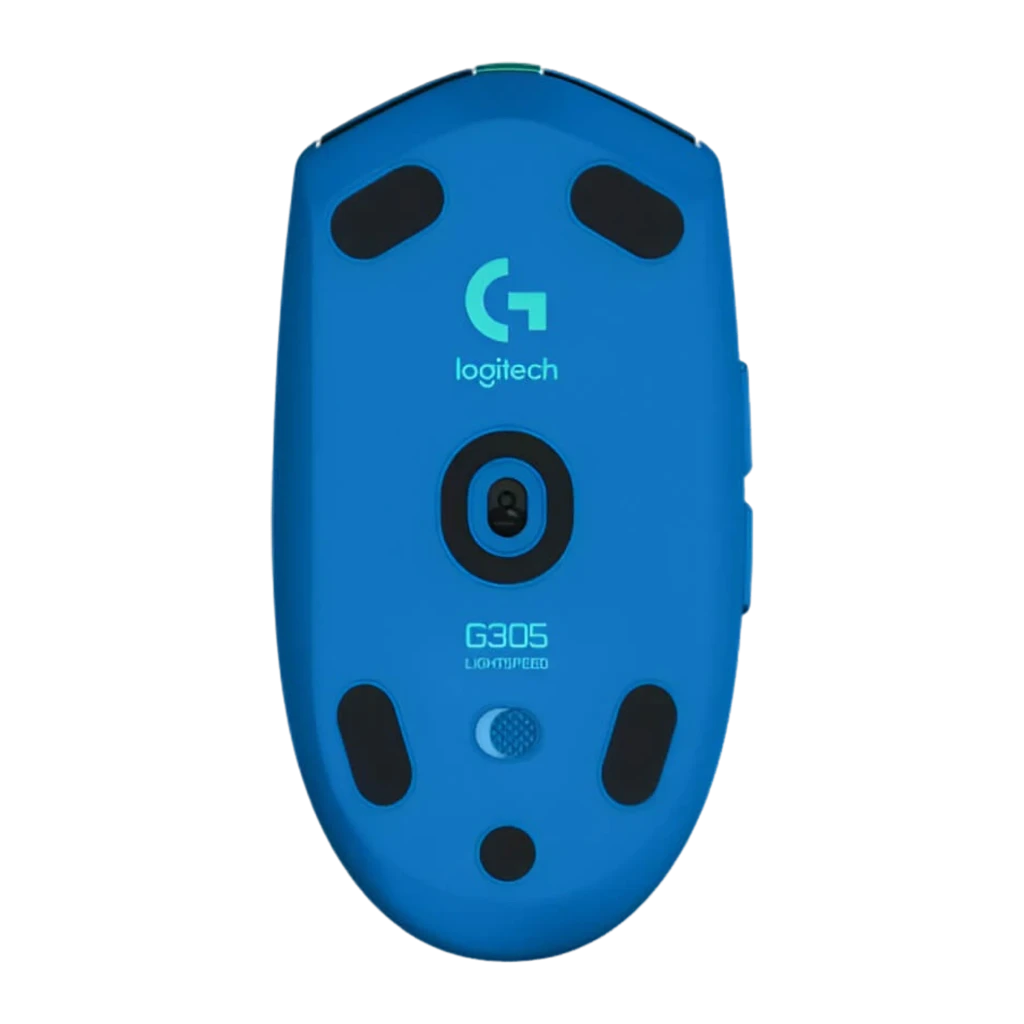 Logitech Ratón G305 Lightspeed Wireless Azul, vista superior: logo G iluminado en turquesa y rueda de desplazamiento - Ítem2