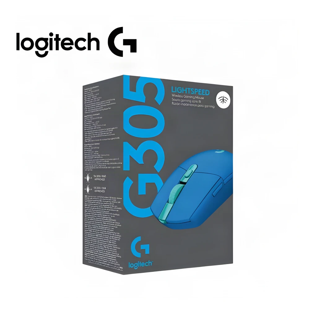 Logitech Ratón G305 Lightspeed Wireless Azul, vista superior: logo G iluminado en turquesa y rueda de desplazamiento - Ítem4