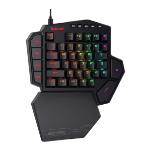 Redragon DITI Mini Teclado Mecánico Gaming RGB Keypad negro, vista frontal: iluminación RGB multicolor en teclas y macros