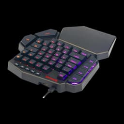 Redragon DITI Mini Teclado Mecánico Gaming RGB Keypad negro, vista trasera en ángulo: reposamanos levantado, iluminación
