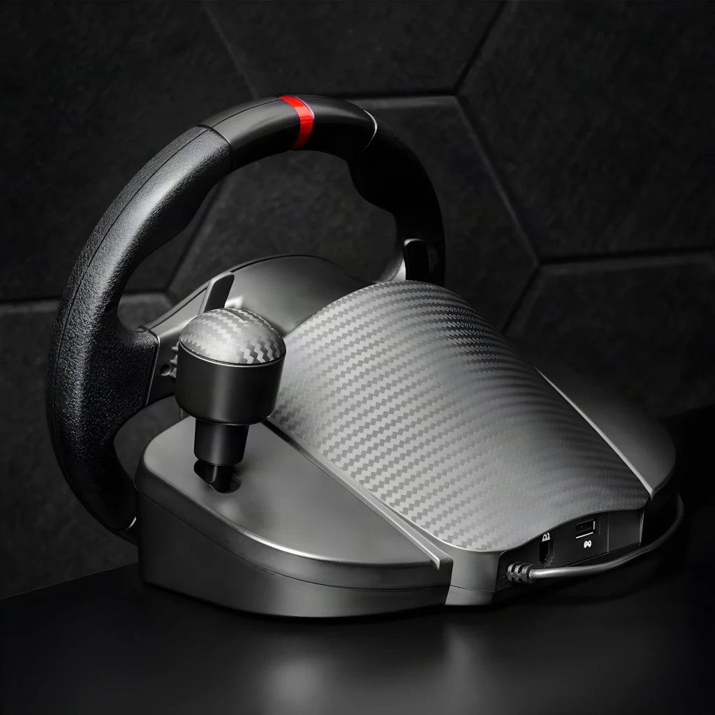 Mars Gaming MWH-RSXONE noir, vue ensemble: volant avec pédales et changement de vitesse montés sur socle noir - Ítem4