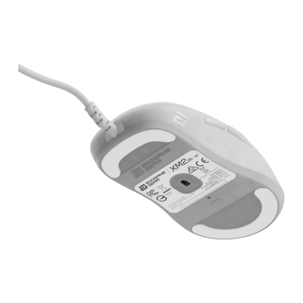 Endgame Gear XM2 8k v2 blanc, vue du dessus: molette centrale, boutons principaux et câble blanc tressé - Ítem1