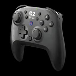 Hori HORIPAD Wireless noir, vue avant en angle: boutons ABXY, joysticks, croix directionnelle et logo Nintendo Switch 2