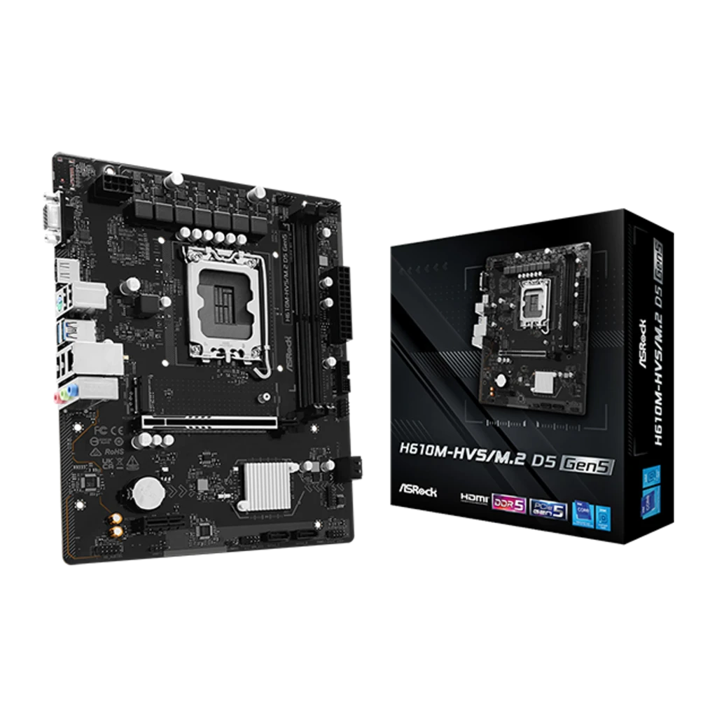 Placa base ASRock H610M-HVS/M.2 D5 Gen5 Intel H610 LGA1700 DDR5 mATX