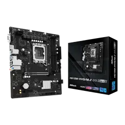 ASRock H610M-HVS/M.2 D5 Gen5 128GB noir, vue de face avec boîte: carte mère mATX Socket 1700 et son emballage