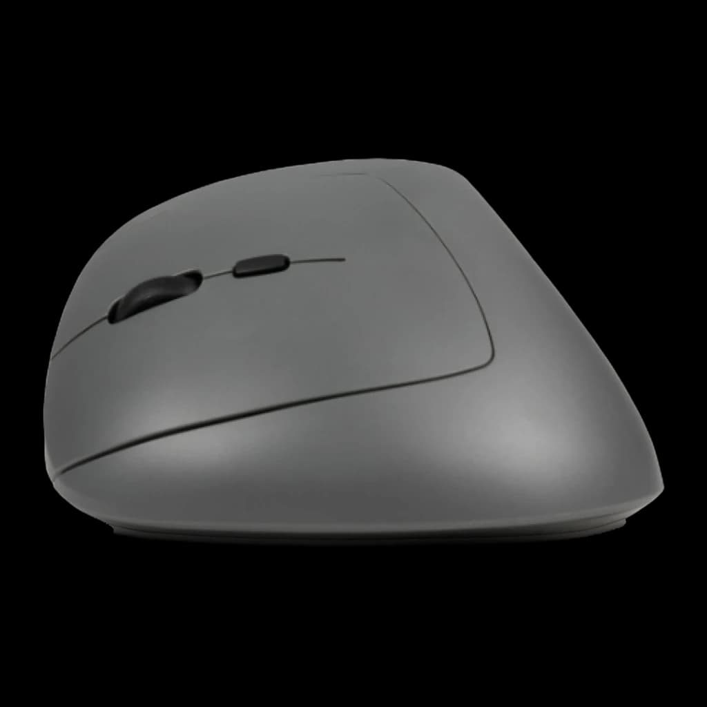 BakkerElkhuizen MidWay Vertical Inalámbrico Zurdos Gris Negro, vista lateral: perfil ergonómico vertical con rueda y botones