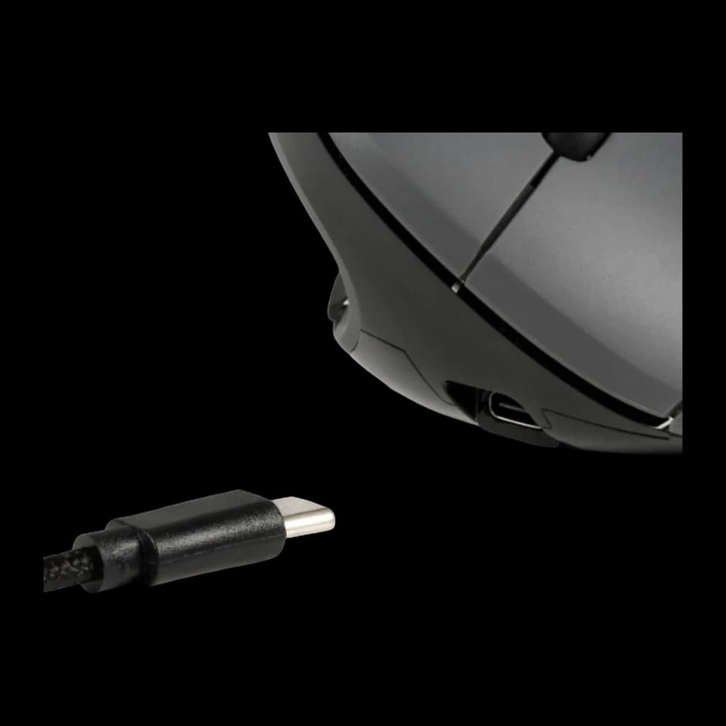 BakkerElkhuizen Ratón MidWay Vertical Inalámbrico Zurdo Gris Negro, detalle: puerto USB-C en la base y cable de carga