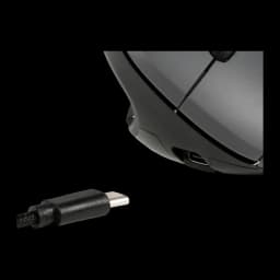 BakkerElkhuizen Ratón MidWay Vertical Inalámbrico Zurdo Gris Negro, detalle: puerto USB-C en la base y cable de carga