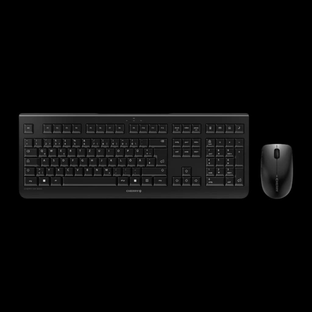 CHERRY Kit Teclado Ratón Inalámbrico DW 3000 negro, vista superior: teclado completo con teclado numérico y ratón