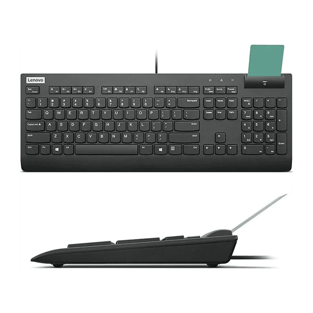 Lenovo Clavier Smartcard Wired Keyboard II USB Noir, vue de dessus: clavier complet avec lecteur de carte à puce bleu - Ítem3