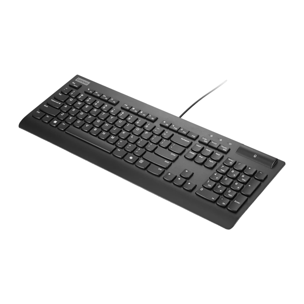 Lenovo Clavier Smartcard Wired Keyboard II USB Noir, vue de dessus: clavier complet avec lecteur de carte à puce bleu - Ítem1