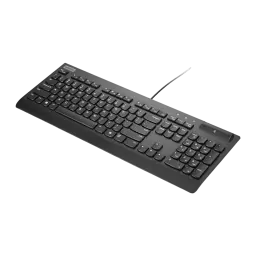 Lenovo Smartcard Wired Keyboard II USB preto, vista diagonal direita: teclado completo com leitor smartcard e cabo USB