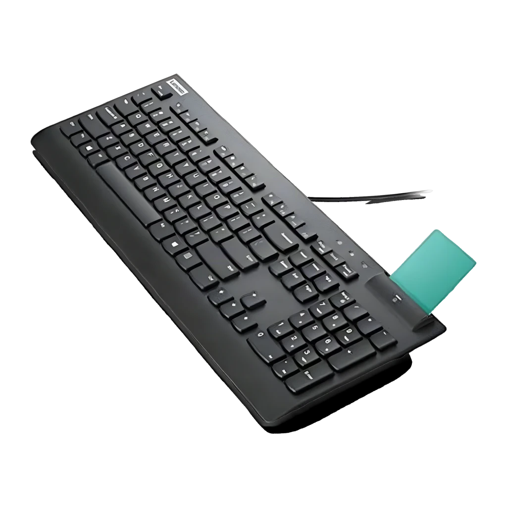 Lenovo Clavier Smartcard Wired Keyboard II USB Noir, vue de dessus: clavier complet avec lecteur de carte à puce bleu - Ítem5