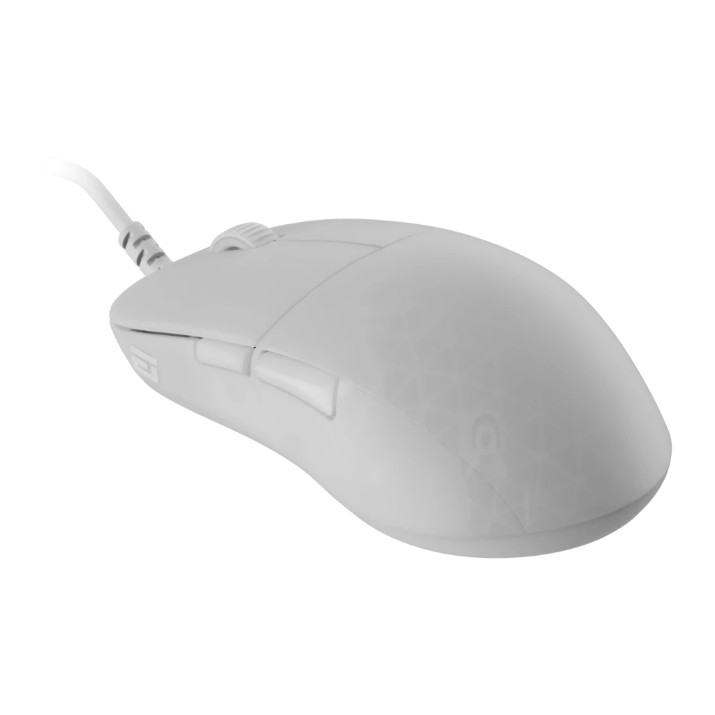 Endgame Gear XM2 8K blanc, vue du dessus: boutons principaux, molette de défilement et câble tressé - Ítem2