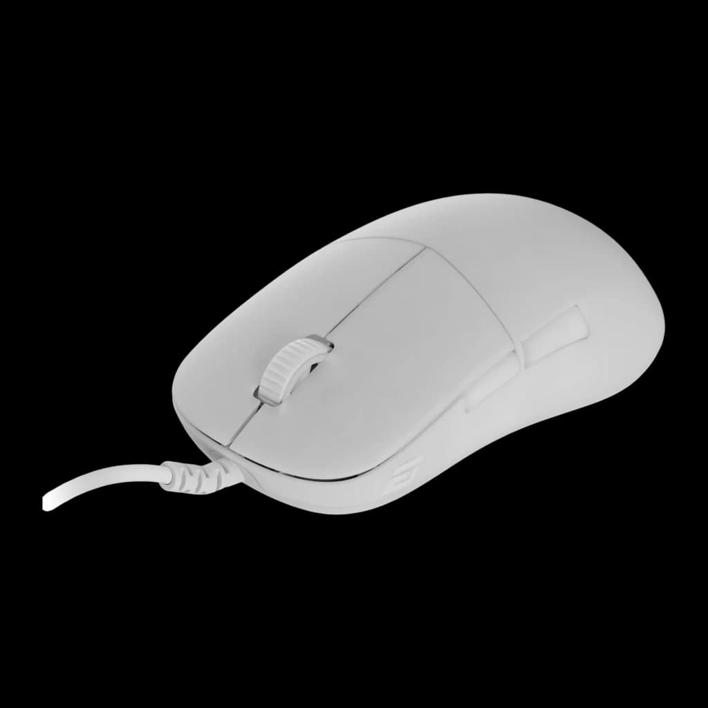 Endgame Gear XM2 8K blanco, vista lateral derecha: perfil alto, rueda de scroll y botón DPI visibles