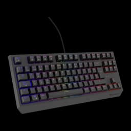 Genesis Thor 230 TKL QWERTY Noir, vue de face supérieure: disposition QWERTY espagnol avec rétroéclairage RGB multicolore