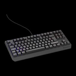 Genesis Thor 230 TKL QWERTY Noir, vue diagonale: clavier complet avec rétroéclairage RGB et câble tressé