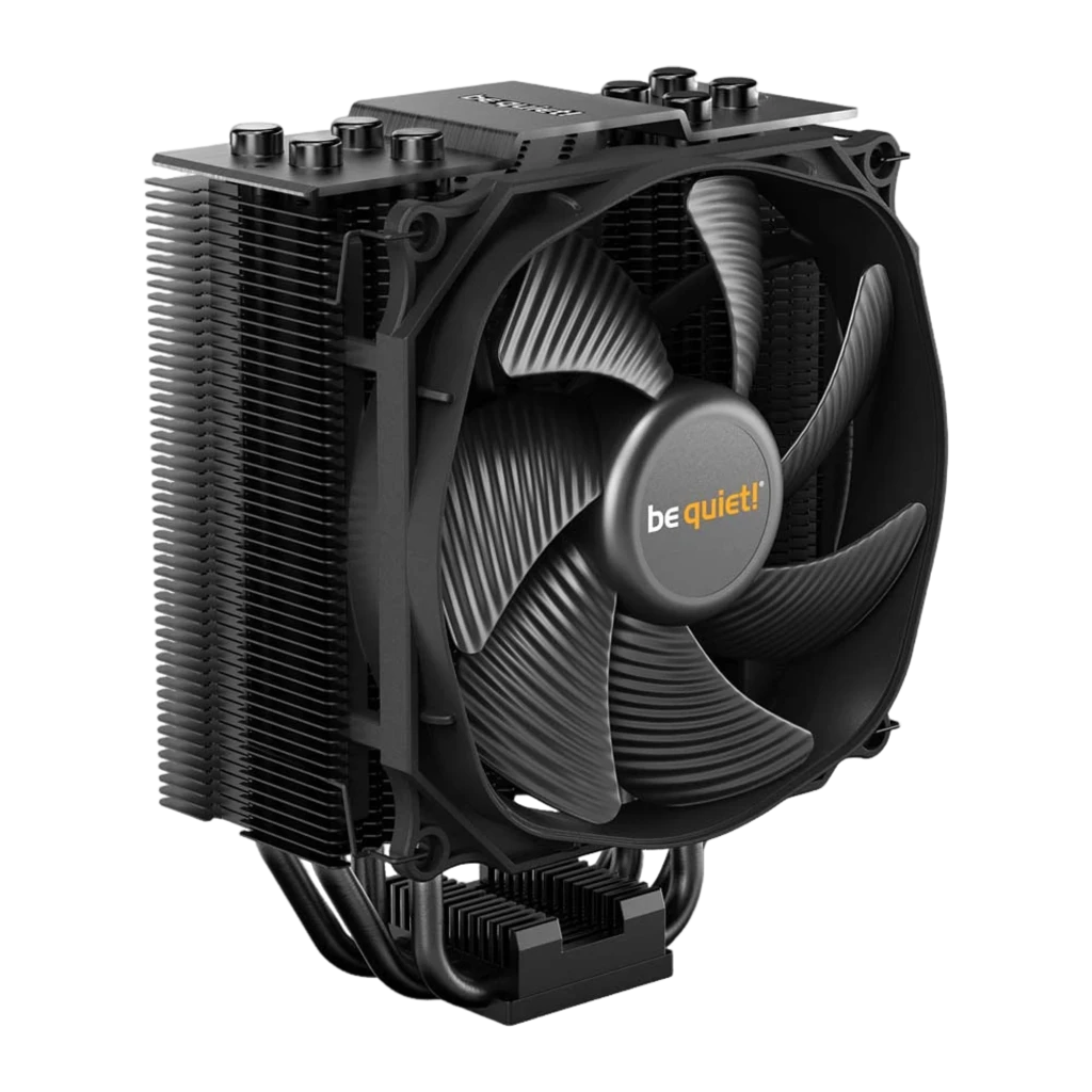 Be Quiet! Dark Rock Slim negro, vista con caja: disipador junto a su packaging negro con ventilador y aletas visibles - Ítem1